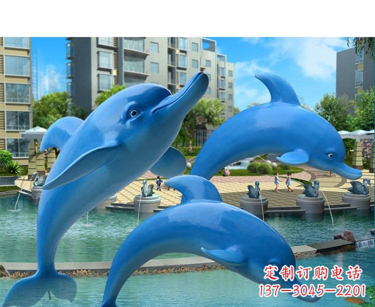 温州玻璃钢跳跃的海豚雕塑