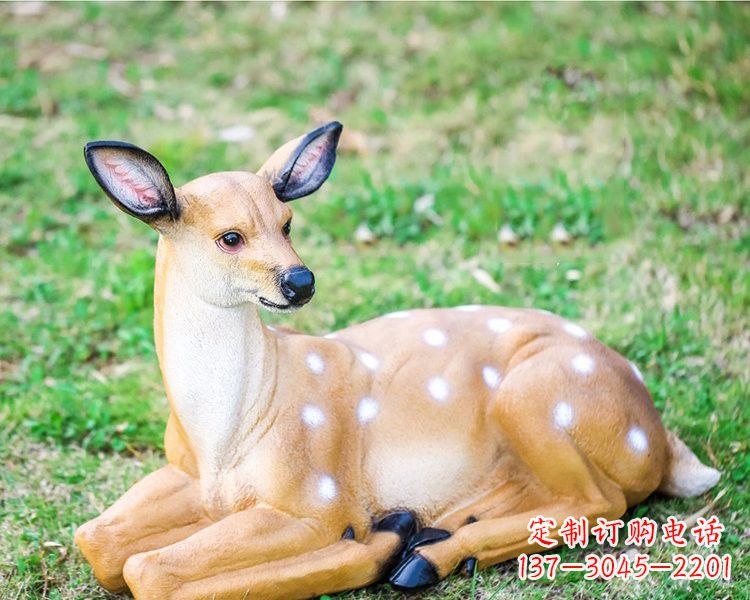 温州玻璃钢卧姿梅花鹿