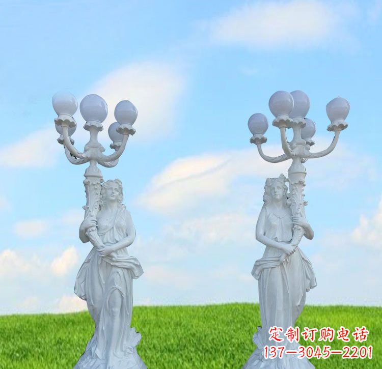 温州玻璃钢西方美女路灯