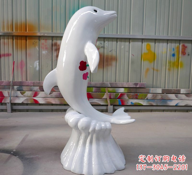温州玻璃钢戏水海豚景观标识