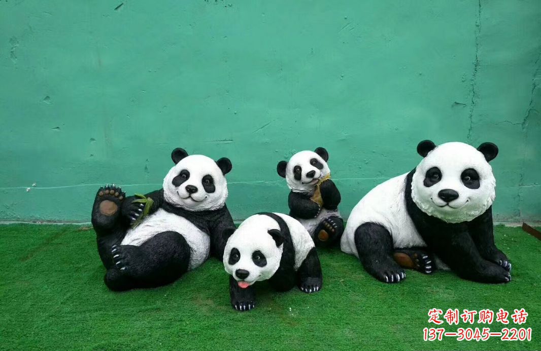 温州玻璃钢熊猫动物雕塑