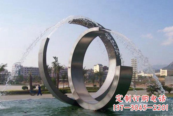 温州不锈钢C形喷泉雕塑