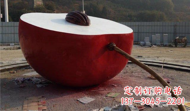 温州不锈钢半个苹果雕塑