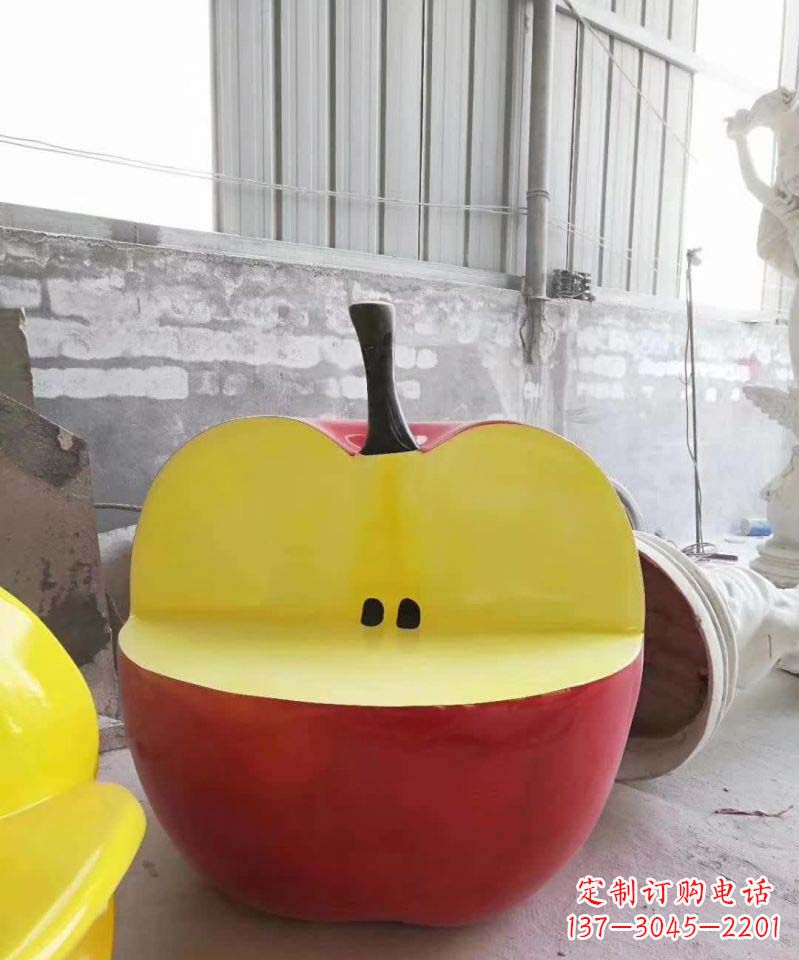 温州不锈钢半块苹果座椅雕塑