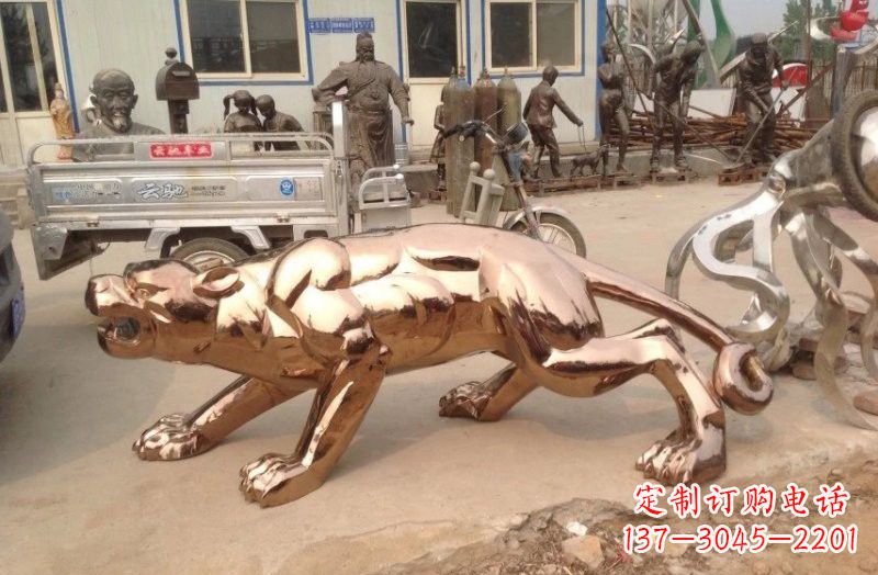 温州不锈钢豹子雕塑222