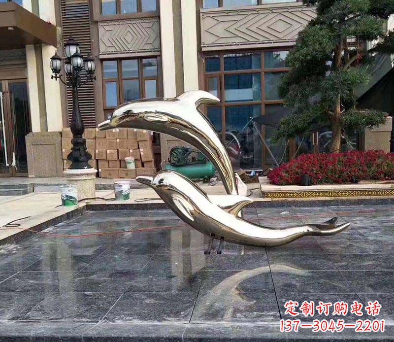 温州不锈钢别墅海豚装饰雕塑