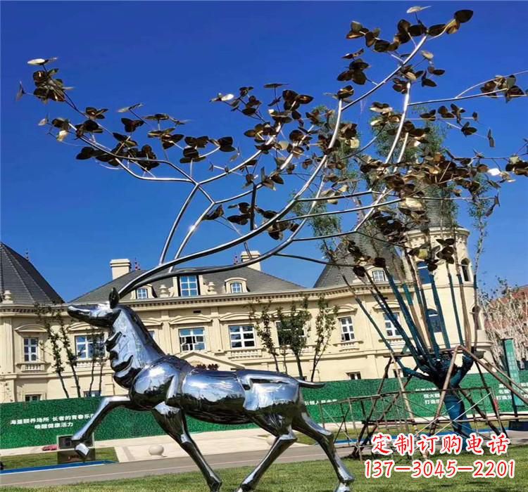 温州不锈钢别墅梅花鹿雕塑