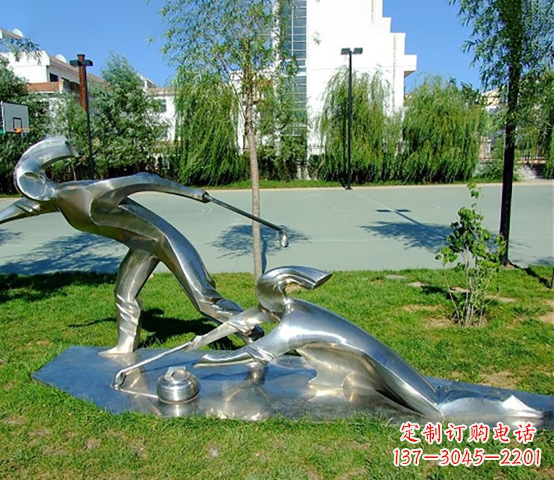温州不锈钢冰壶雕塑 (2)