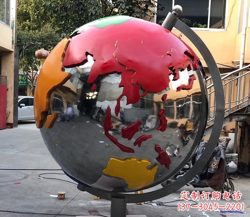 温州不锈钢彩绘地球仪雕塑
