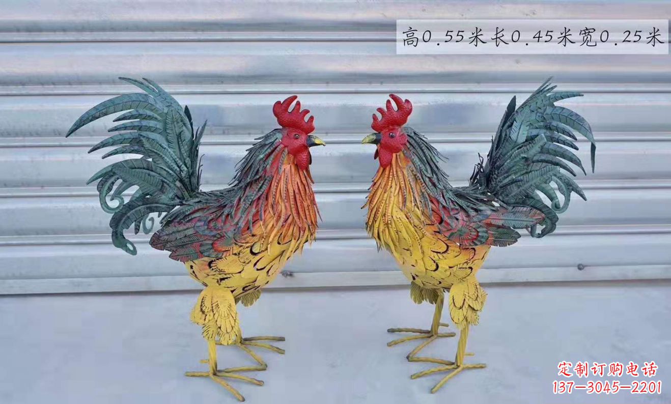 温州不锈钢彩绘公鸡雕塑广场景观雕塑