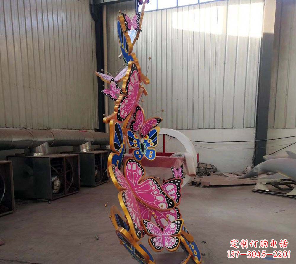 温州不锈钢彩绘蝴蝶雕塑1