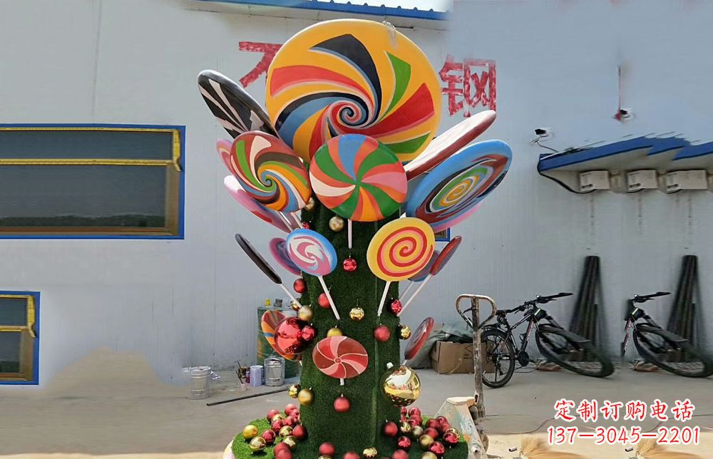 温州不锈钢彩色棒棒糖景观雕塑
