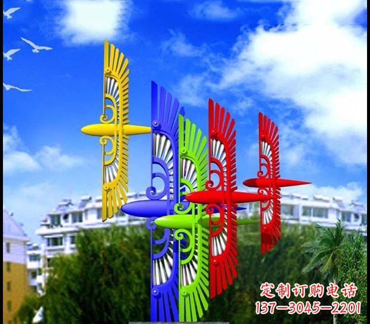 温州不锈钢彩色抽象老鹰雕塑