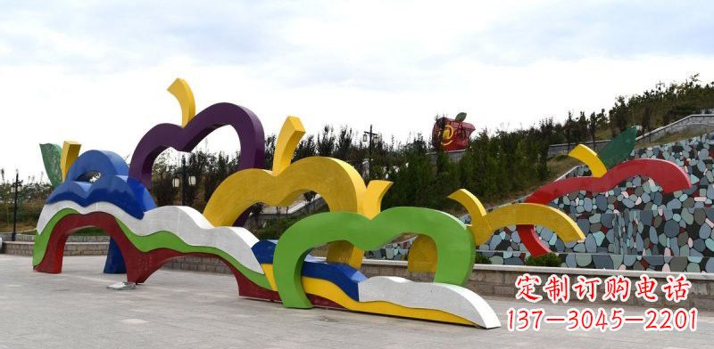 温州不锈钢彩色抽象苹果雕塑