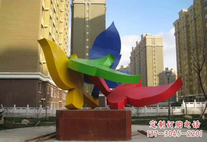 温州不锈钢彩色抽象树叶雕塑