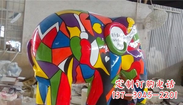 温州不锈钢彩色大象公园景观雕塑