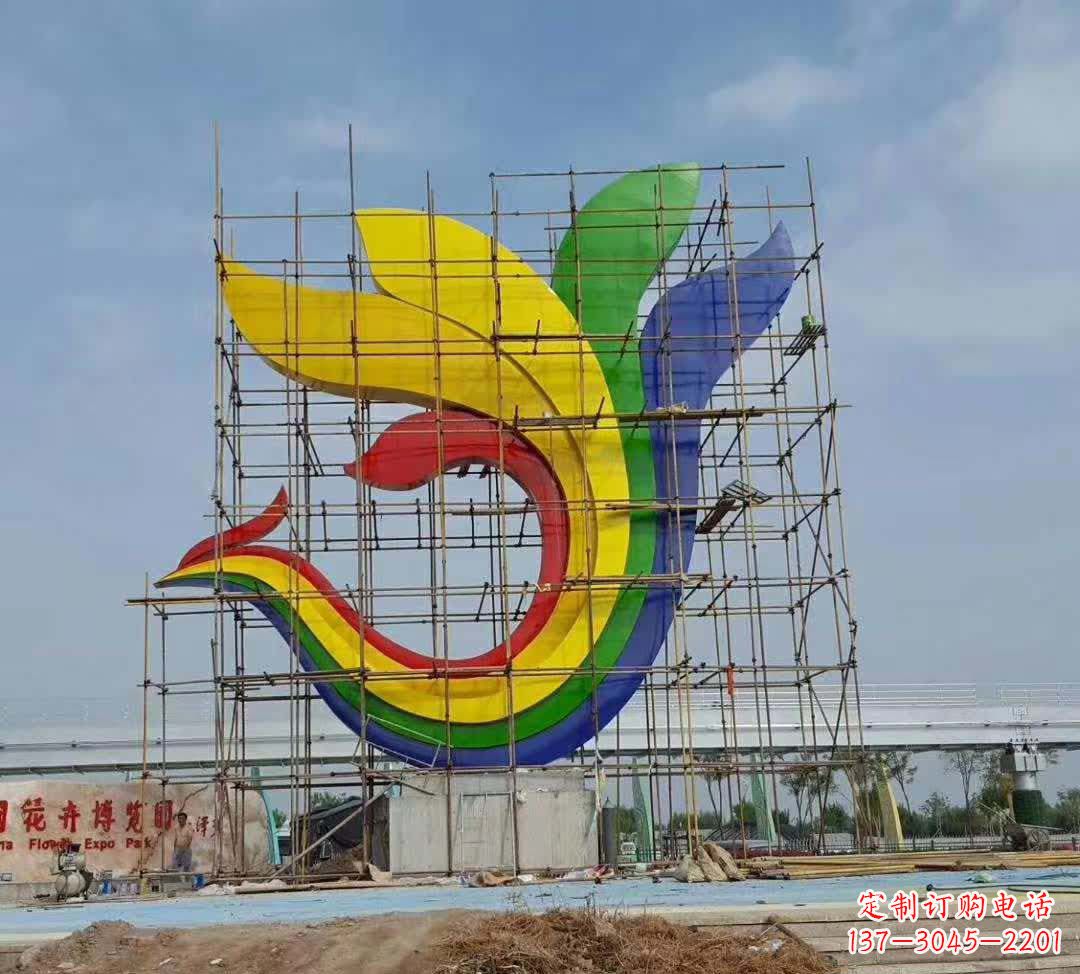 温州不锈钢彩色凤凰雕塑1