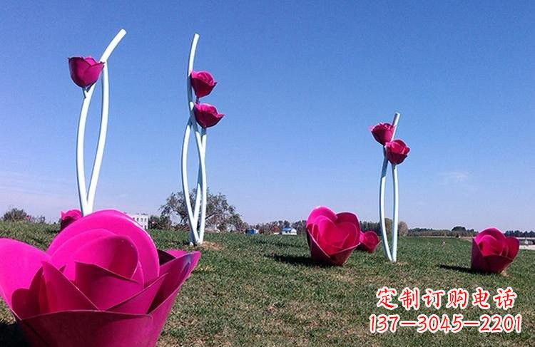 温州不锈钢彩色玫瑰花雕塑