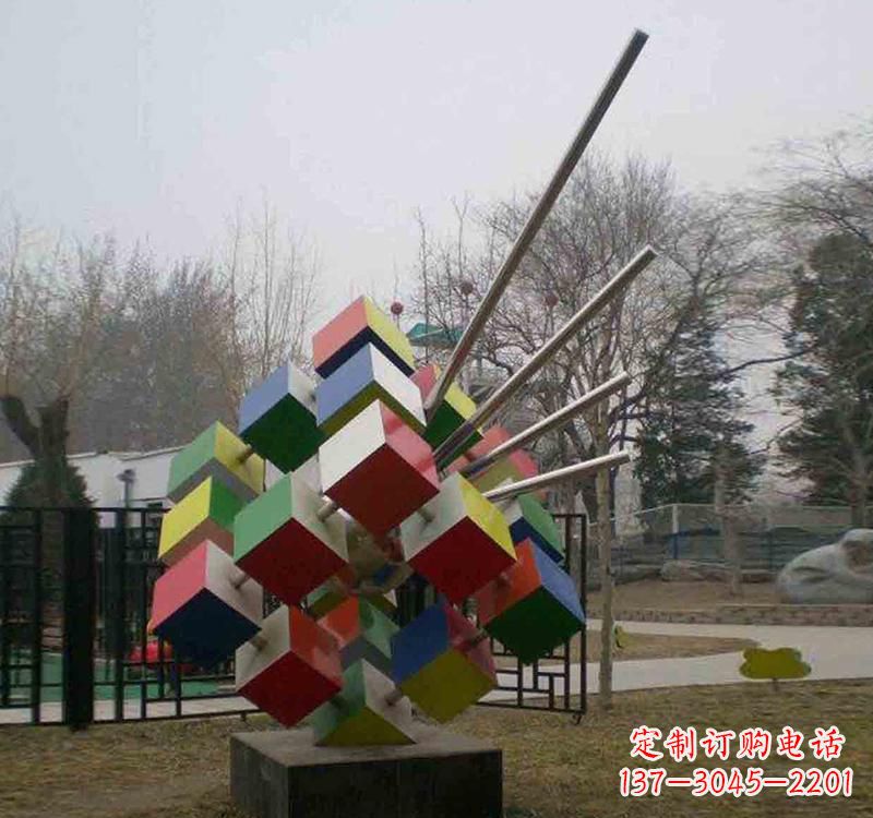 温州不锈钢彩色魔方雕塑