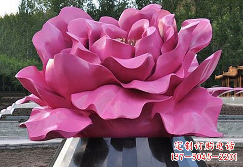 温州不锈钢彩色牡丹花雕塑
