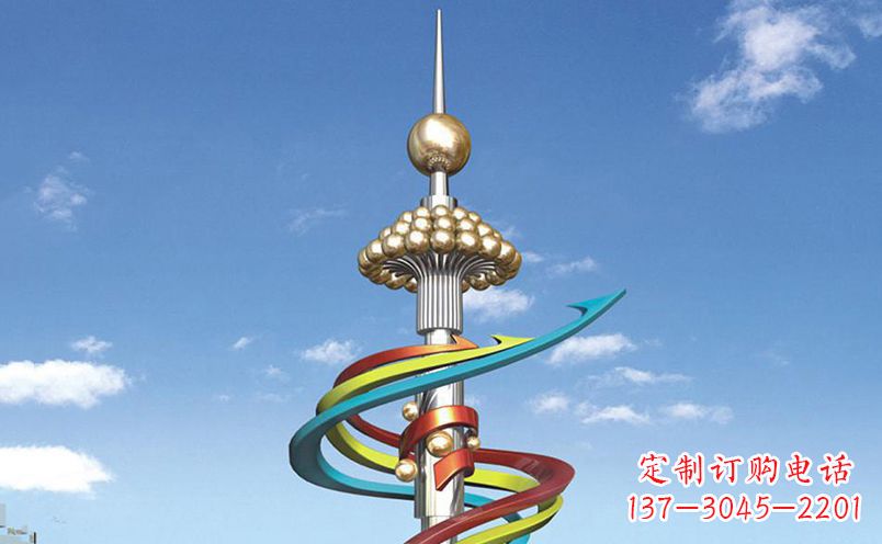 温州不锈钢彩色飘带广场景观雕塑
