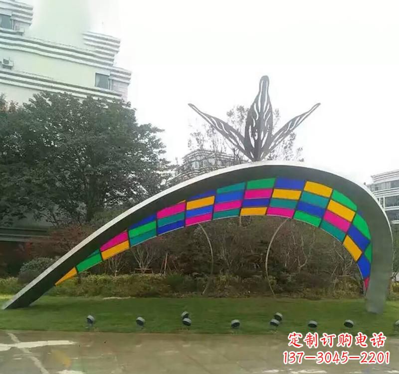 温州不锈钢彩色拼接拱门雕塑