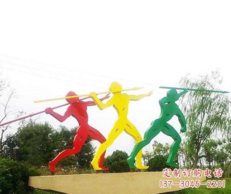 温州不锈钢彩色扔标枪人物雕塑