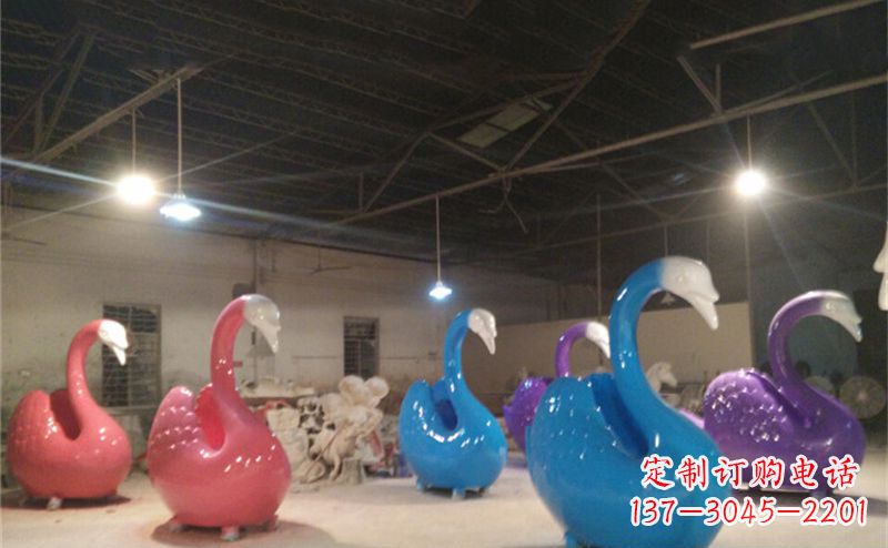 温州不锈钢彩色天鹅动物雕塑