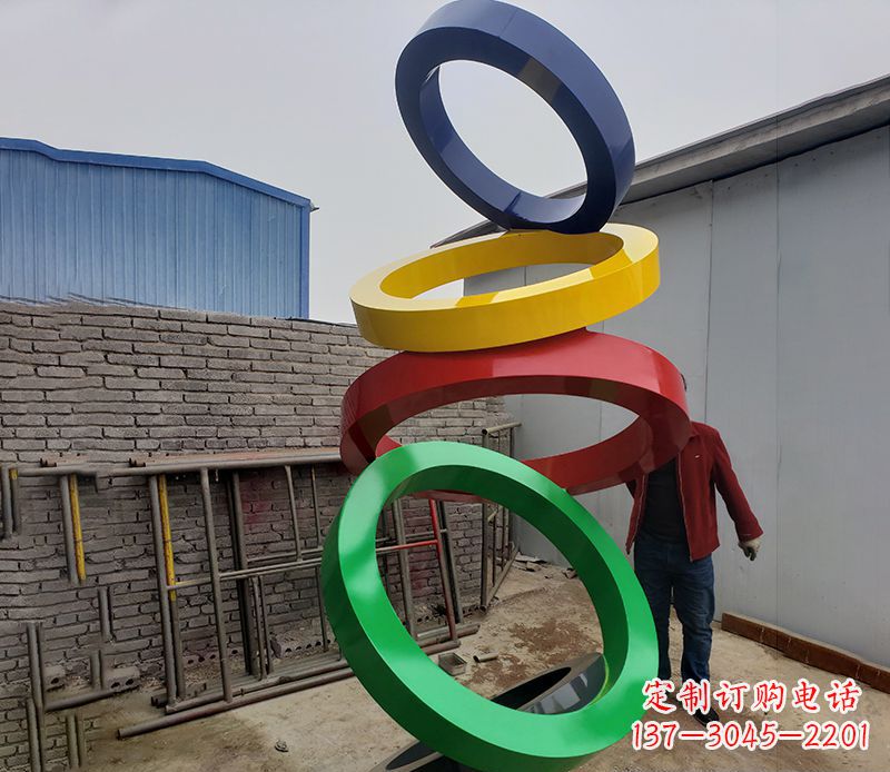 温州不锈钢彩色圆环公园雕塑