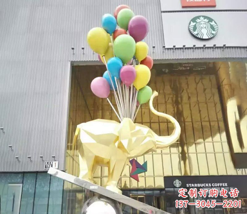 温州不锈钢踩球的小象雕塑