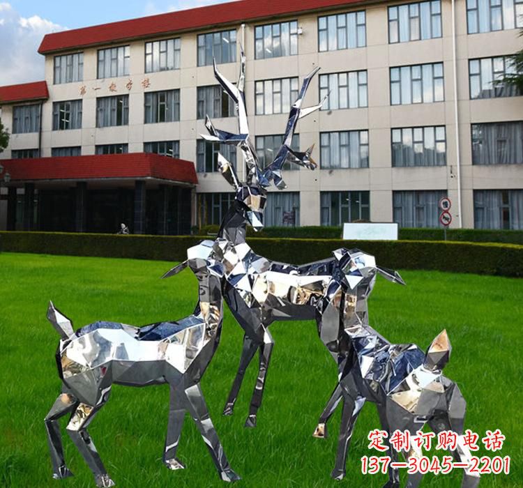 温州不锈钢草坪麋鹿雕塑