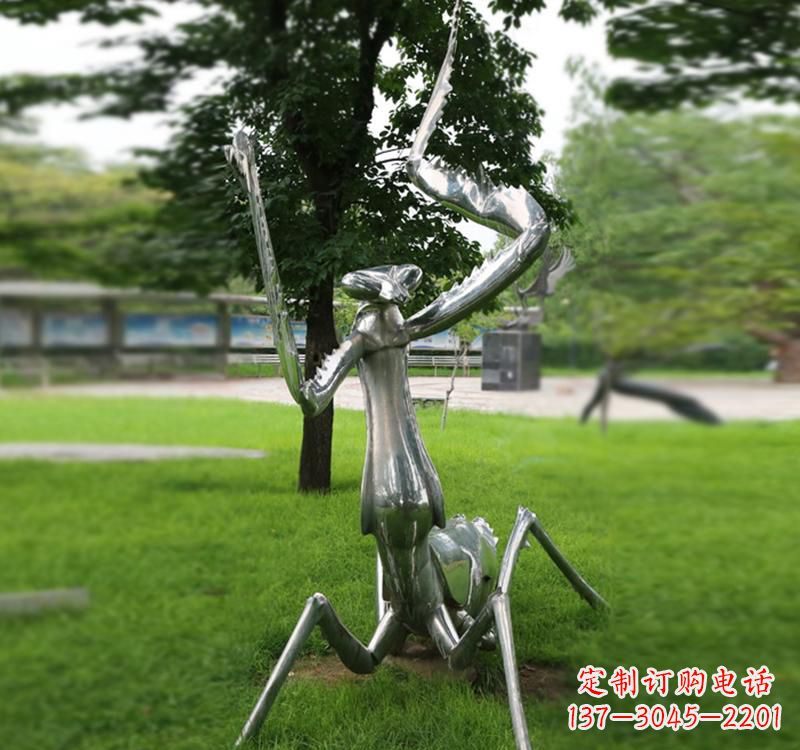 温州不锈钢草坪螳螂雕塑