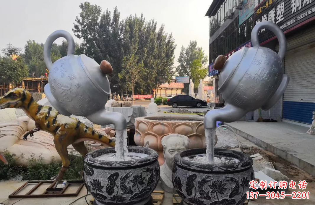 温州不锈钢茶壶喷泉雕塑
