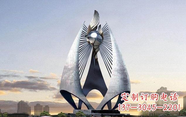 温州不锈钢城市抽象船帆雕塑设计图