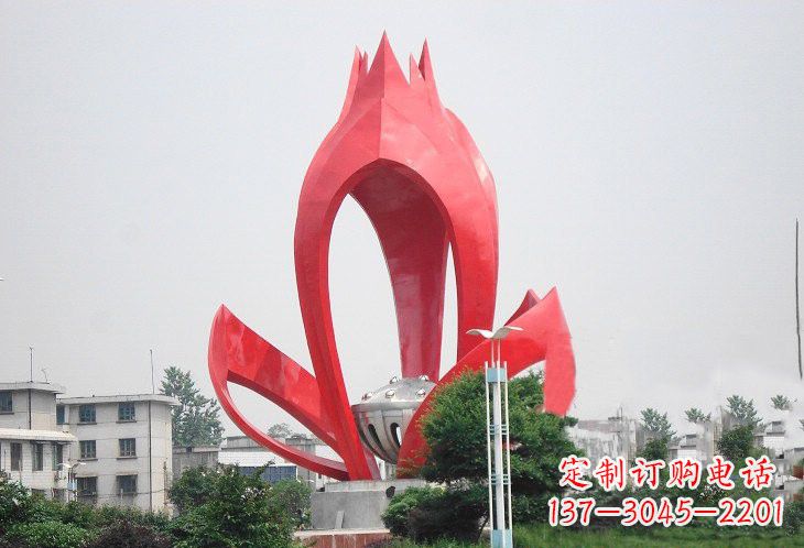 温州不锈钢城市抽象莲花和莲蓬雕塑