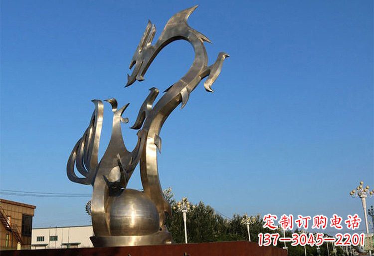 温州不锈钢城市抽象龙凤雕塑