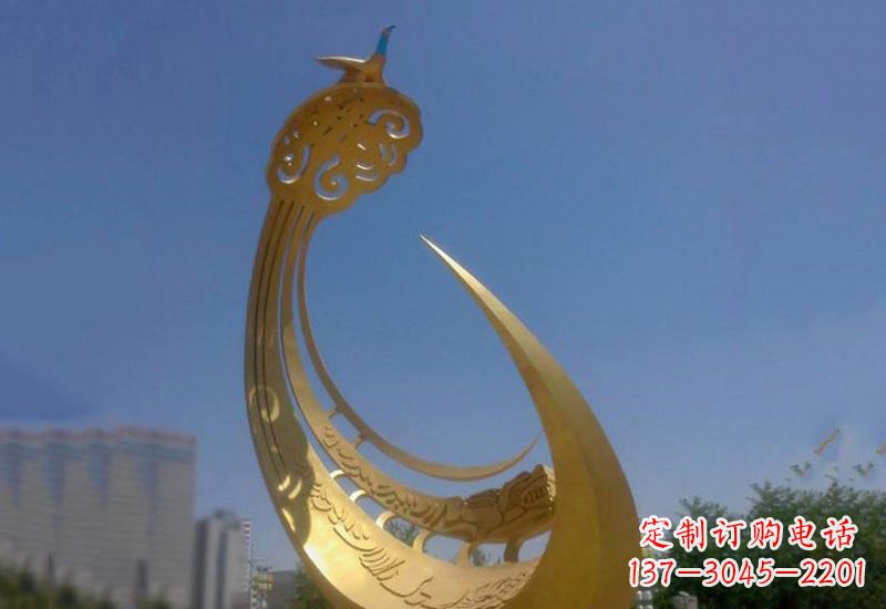 温州不锈钢城市大型抽象创意凤凰雕塑