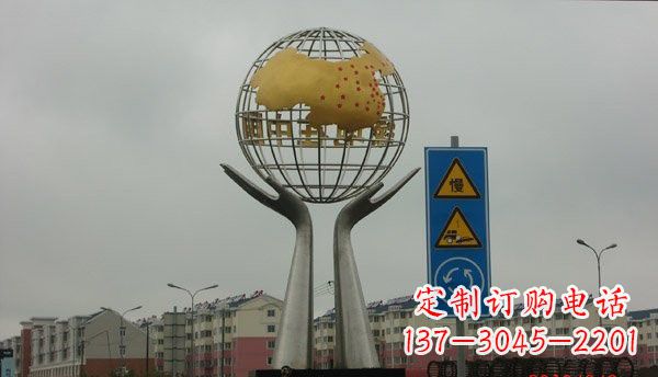 温州不锈钢城市景观手捧地球雕塑