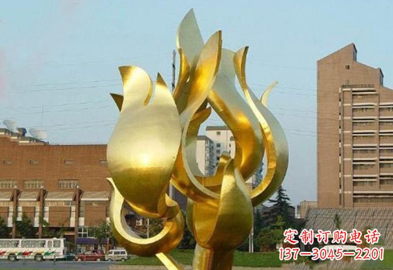 温州不锈钢城市喷漆抽象荷花雕塑