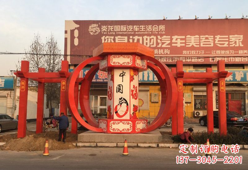 温州不锈钢城市中国梦灯笼雕塑