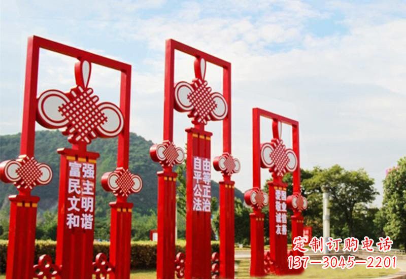 温州不锈钢城市中国结社会主义核心价值观雕塑