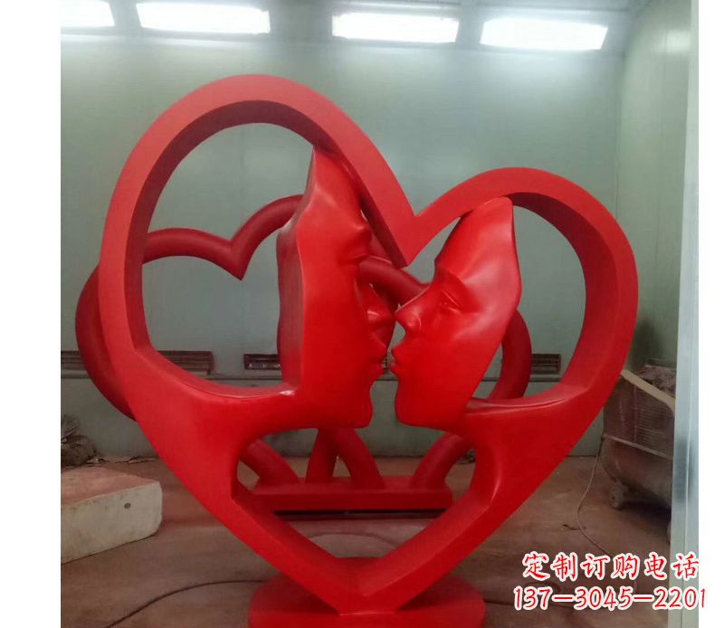 温州不锈钢抽象爱心造型情侣雕塑