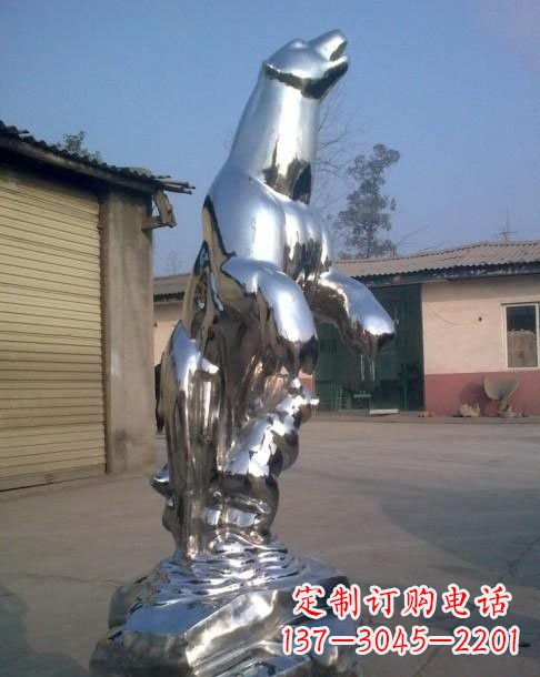 温州不锈钢抽象北极熊雕塑
