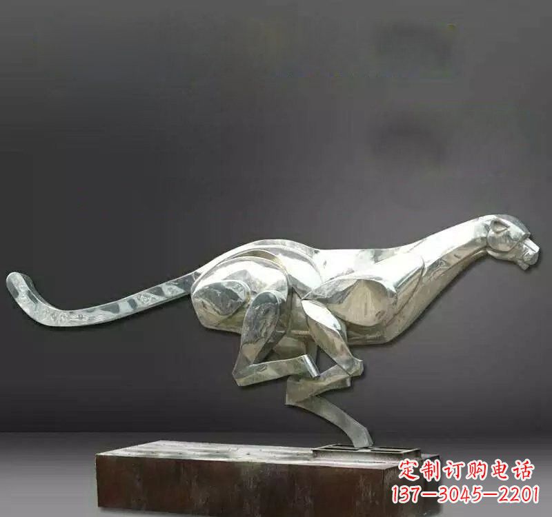 温州不锈钢抽象奔跑的豹子雕塑
