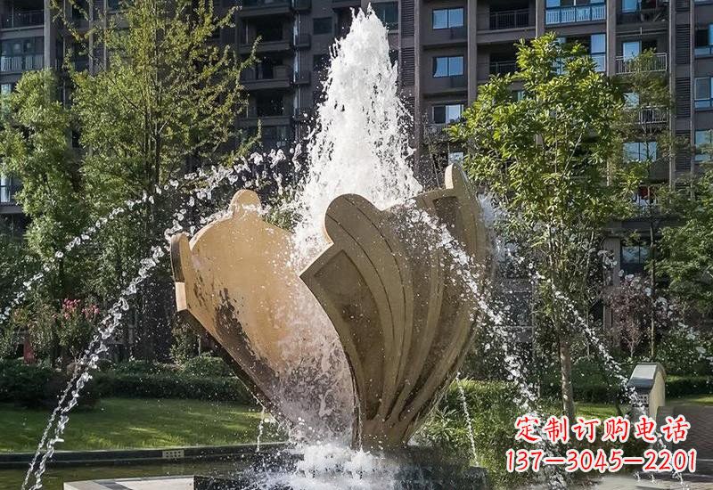 温州不锈钢抽象贝壳喷泉雕塑