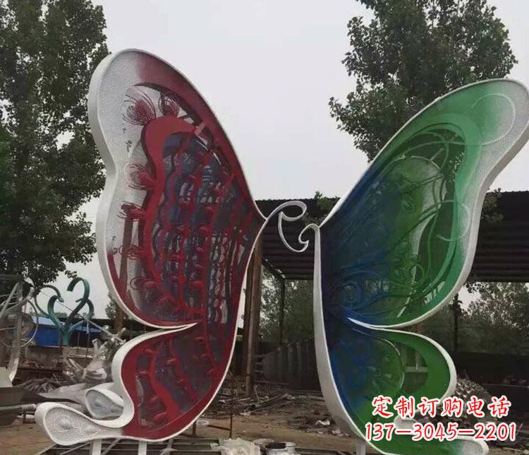 温州不锈钢抽象彩色蝴蝶公园动物雕塑