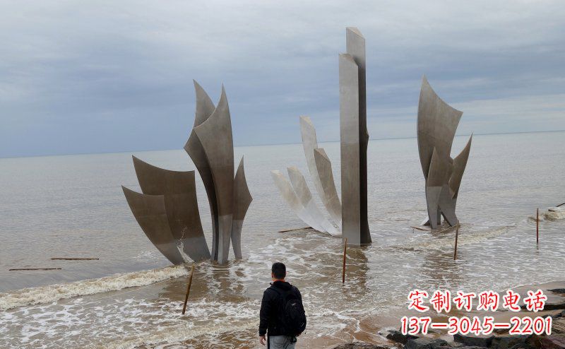 温州不锈钢抽象船帆海边景观雕塑