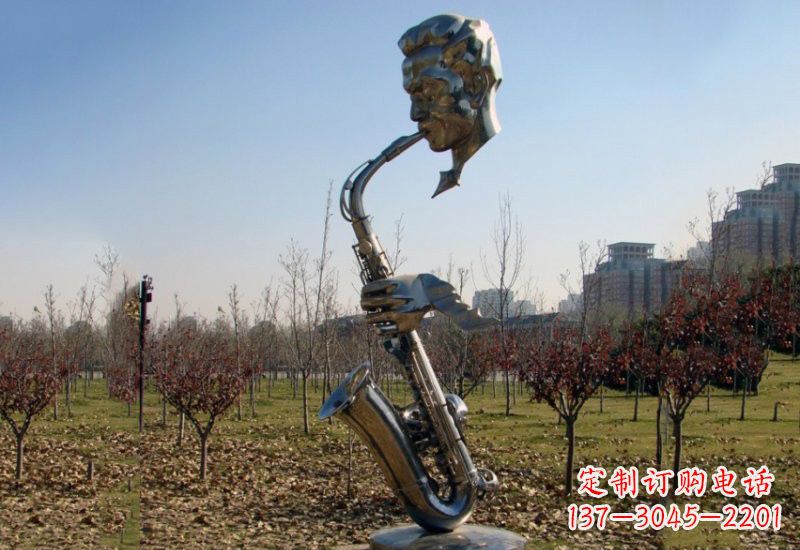 温州不锈钢抽象吹萨克斯人物雕塑