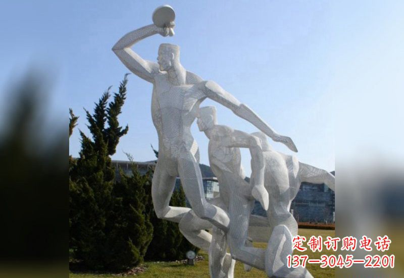 温州不锈钢抽象打乒乓球人物雕塑