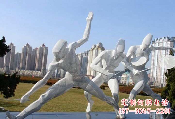 温州不锈钢抽象打羽毛球人物雕塑